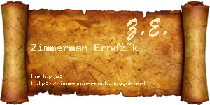 Zimmerman Ernák névjegykártya